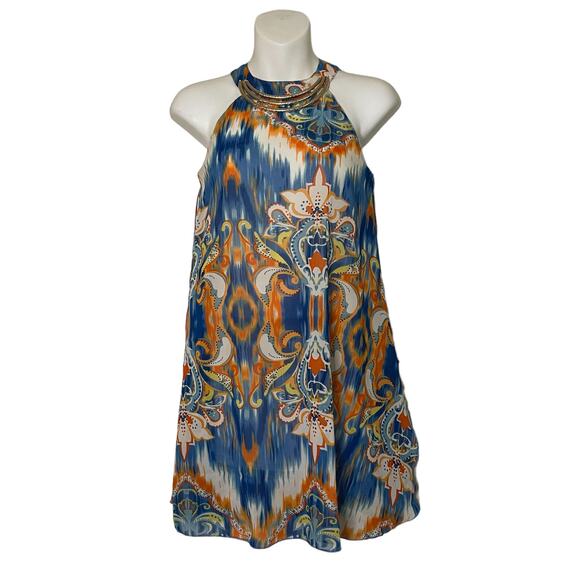 Myth Bohemian Halter Midi Dress Psychedelic Floral Multicolor Women's Size S - Picture 1 of 7
